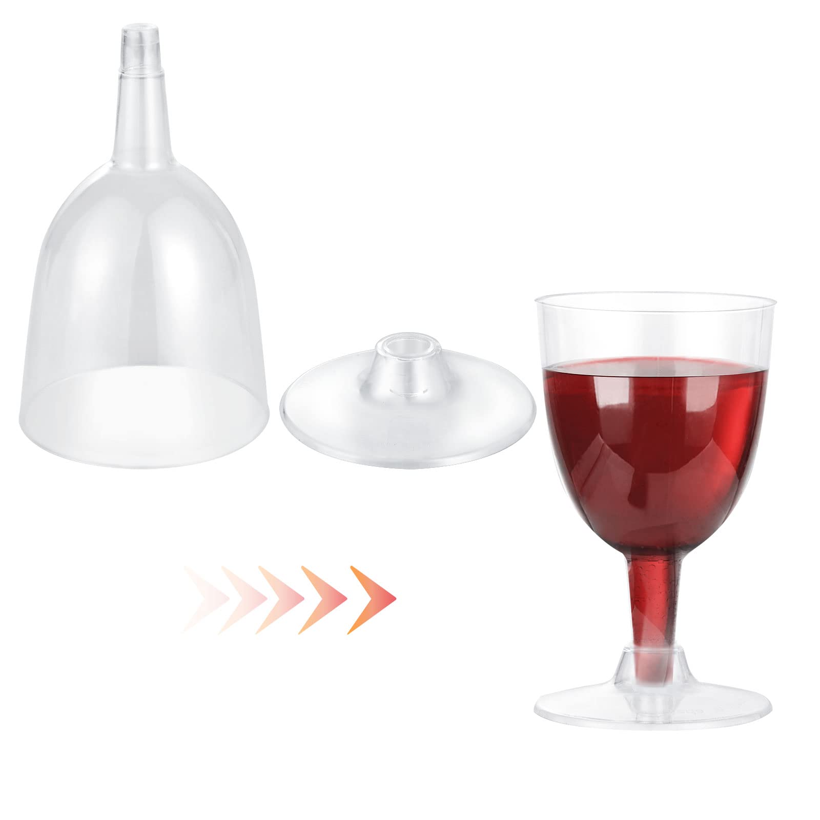 YAYODS 100 set di bicchieri da vino in plastica, 150 ml, trasparenti, infrangibili, riutilizzabili, per picnic, campeggio, barbecue, feste