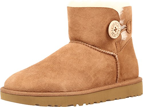 UGG Female Mini Bailey Button II Classic Boot, Chestnut, EU 42