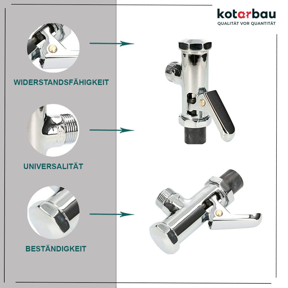 KOTARBAU® Fluxómetro 3/4", Fluxor Cromado, Sistema de Descarga de Agua para inodoros, urinarios y grifos, Fluxor para Inodoro con Rosca 3/4, Fluxor con Palanca, Grifo de Inodoro