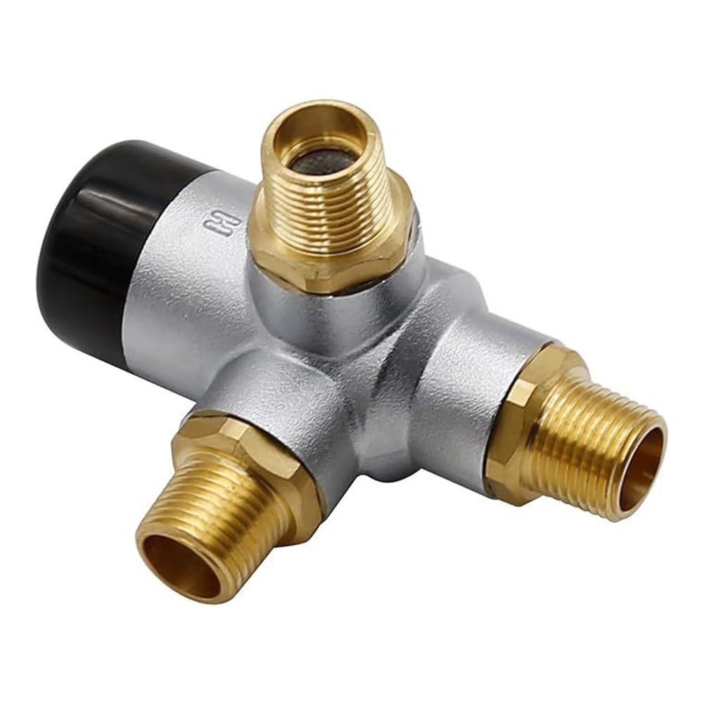 ZYWUOY Valvola miscelatrice termostatica in ottone, miscelatore per acqua calda e fredda, controllo temperatura da 1/2 pollici, resistente anti-scottatura, per camper, cucina, bagno