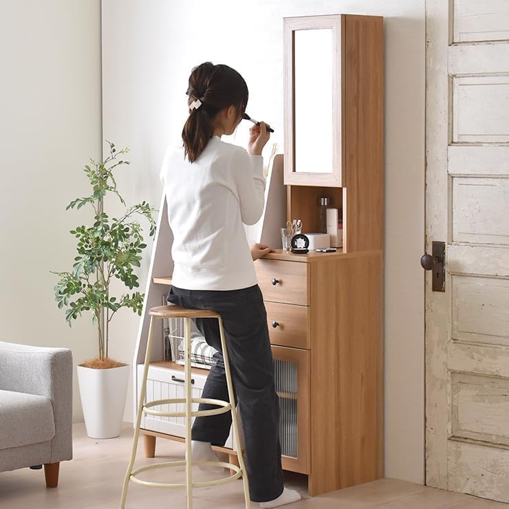 スリムドレッサー 鏡台 収納付き Amazon｜ドレッサー スリム 鏡 隙間収納 30cm ミラー 化粧台 スリム
