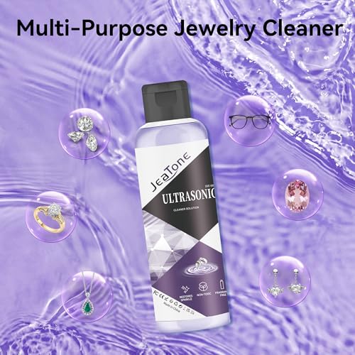 Image of Ultrasonic Jewelry Cleaner Solution for All Machines 2 Pack 4oz | Remove Odors Discoloration & Stains, Peach & Mint Eco Gentle Formula, High Yield Dilution, Safe On Jewelry, Purple & Green