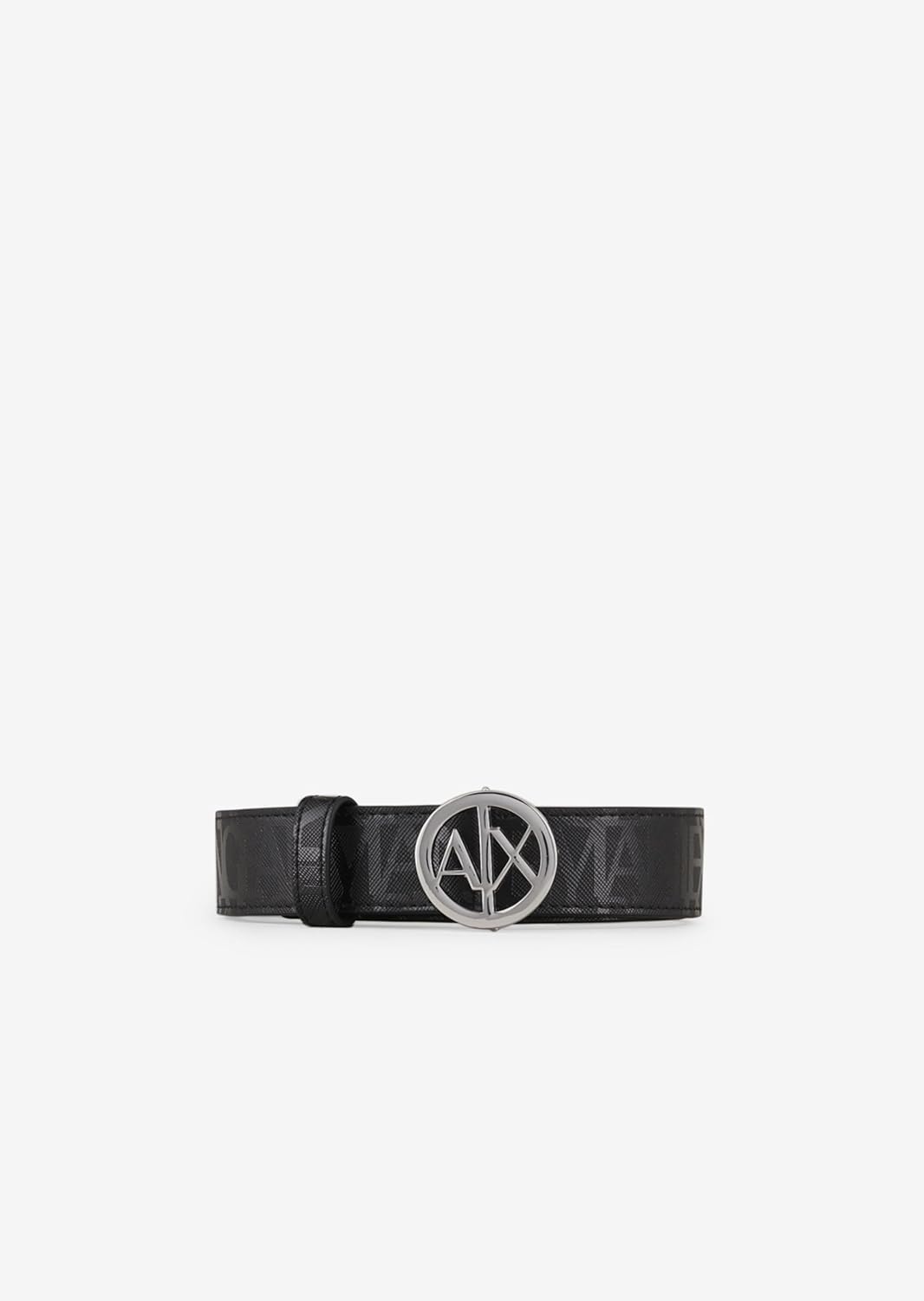 Armani Exchange womens All-over Print Round Buckle Logo Belt