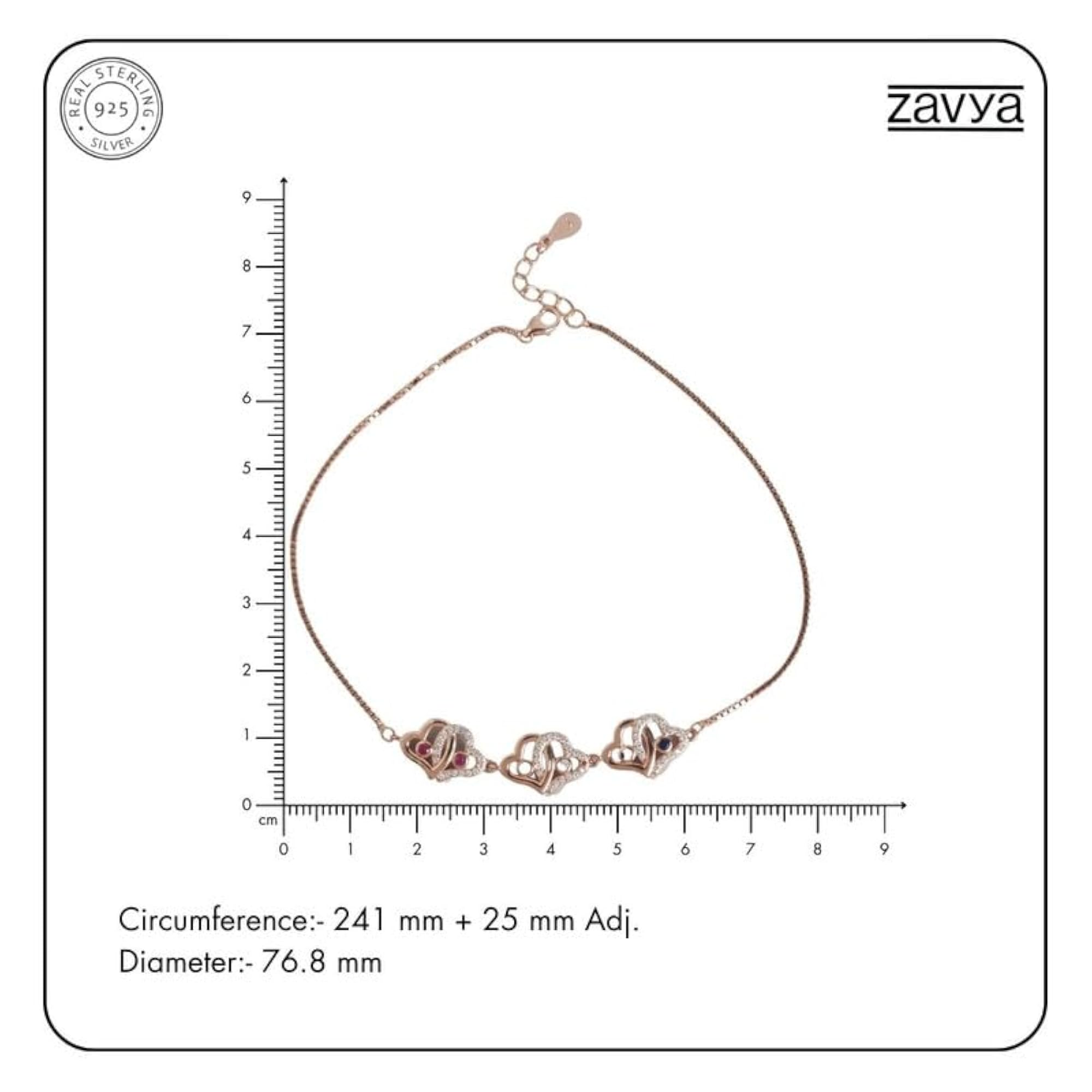 Women's 925 Sterling Silver Cubic Zirconia Rose Plating Chain Anklet