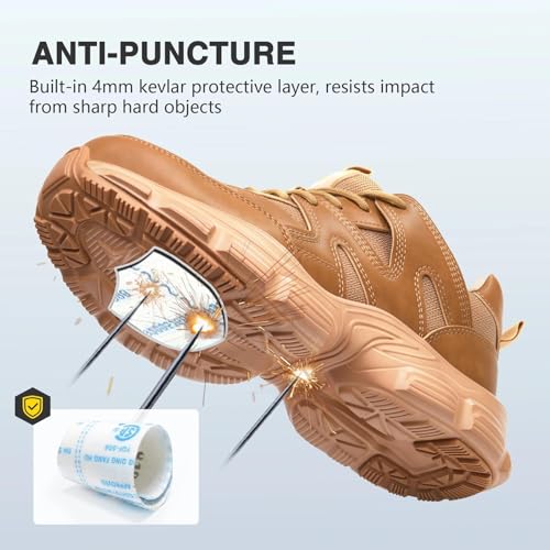 Image of Hogent Steel Toe Shoes for Women Men Wide Non Slip Composite Work Sneakers Indestructible Comfortable Safety Tennis Shoes Lightweight Breathable Construction Sneakers Puncture Proof Ergonomic Design