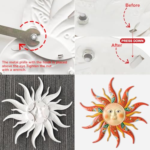 Eoorau EOOB001 Large Metal Sun Outdoor Decor - 23.6 Inches Sun Face Garden Sculptures & Statues Wall Art thumb #4