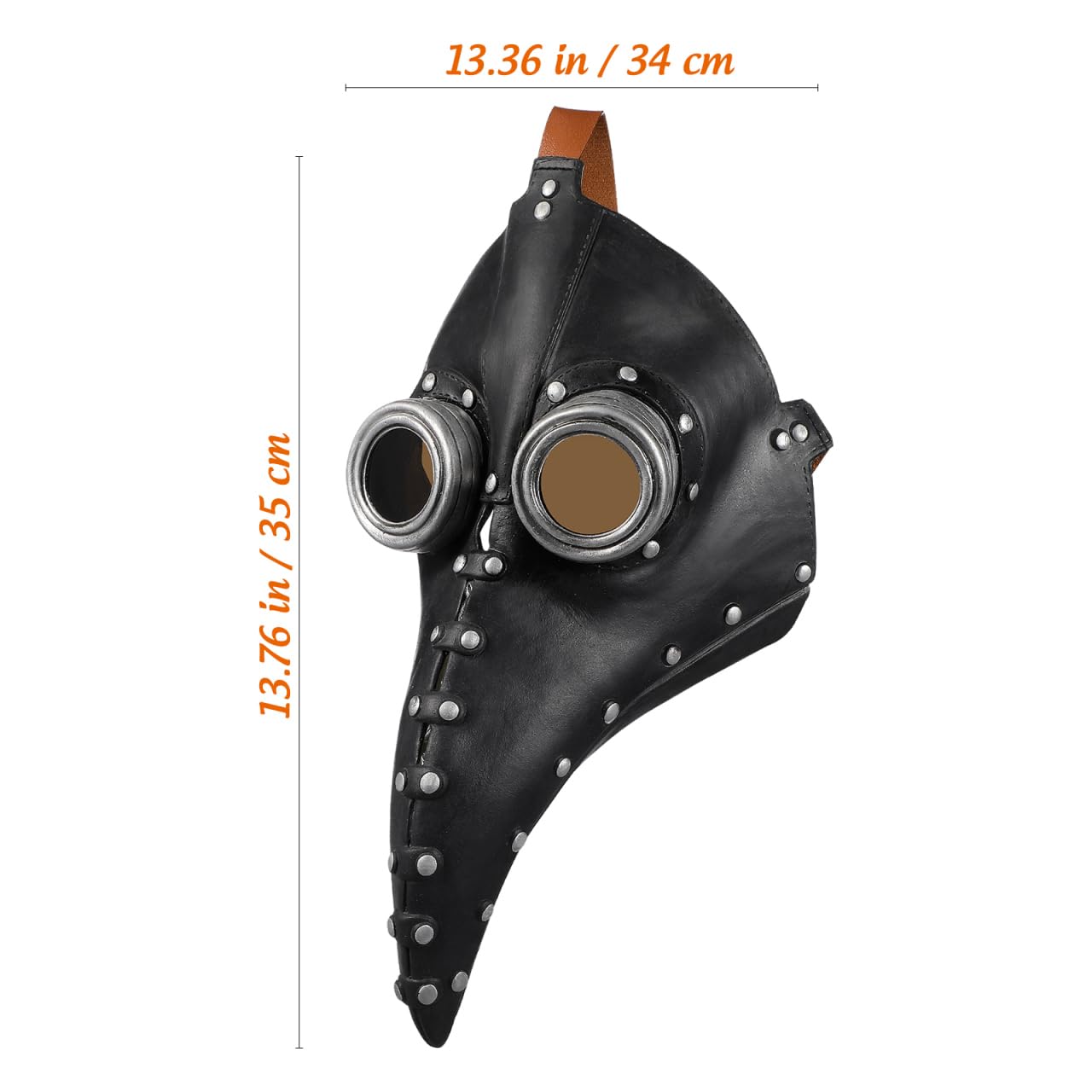 YARNOW Halloween Beak Mask Pu Leather Steampunk Plague Doctor Mask with Silver Studs for Adults Creative Party for Costume Festival Cosplay and Dance Events - Image 2