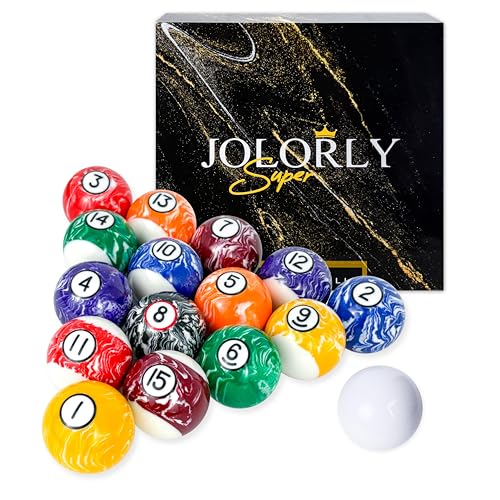 JOLORLY Pool Balls Billiard Set – 2-1/4" Regulation Size, 6