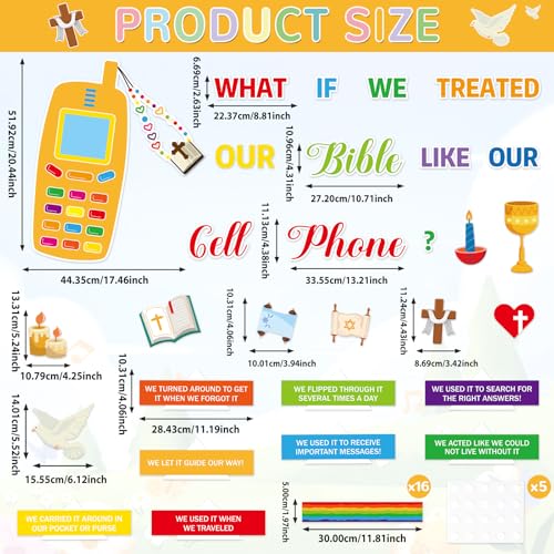 Religious Bible Bulletin Board Set Colorful Cell Phone Cutouts Christian Bible Classroom Bulletin Board Decor Inspirational Christian Jesus Theme Cutout for Church Sunday vbs School Classroom Supplies - Image 2