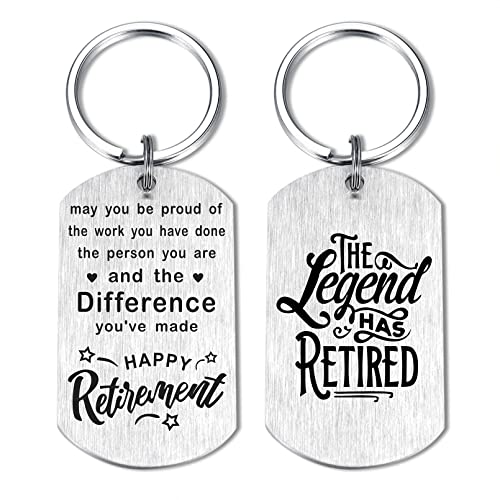 SOUSYOKYO Happy Retirement Gifts for Men, The Legend Has Retired Keychain, Man Male Retirement Gift for Colleague Coworker Staff