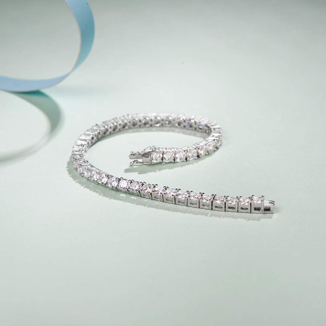 Bracelet Geburtssteinarmband Sterling Silber Edelstein Tennisarmbänder fein Schmuck Hochzeit Braut Abschlussball Geburtstagsgeschenk für Frauen, Länge 7,2 Zoll Breite 4mm Jewelry