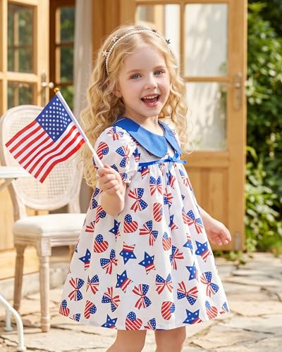 Image of Kucnuzki Baby Girl Clothes Cute Spring Summer Sun Dresses Toddler Casual Puff Sleeve Floral Dress Girls Summer Outfits