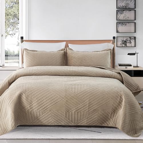 Colcha Verano Cama 240x250cm, Colcha Cubre Cama Multiusos, Colcha Acolchada de Lujo de 3 Piezas, con 2 Fundas de Almohada de 50x70cm