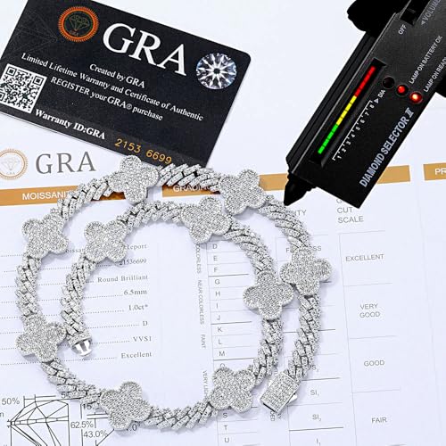 Moissanite Cuban Link Chain for Men Women, VVS 6MM Moissanite Necklaces 18k White Gold Plated S925 Silver Iced Out Lab Diamond Chain Miami Choker Hip Hop Necklace for Rapper 16-24inch4
