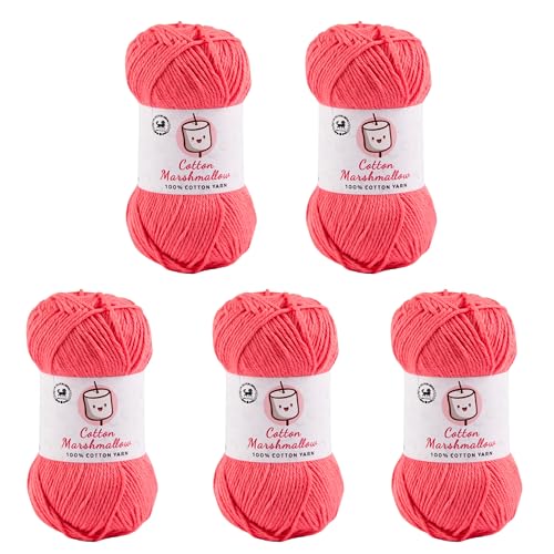 Image of NESTNHAVEN Cotton Marshmallow 100% Cotton Yarn - (50 g, 130 m) - Luxury Yarn for Crochet, Amigurumi, Embroidery, Toys, Garments, Flowers and Hobby Projects (Coral Pink) |