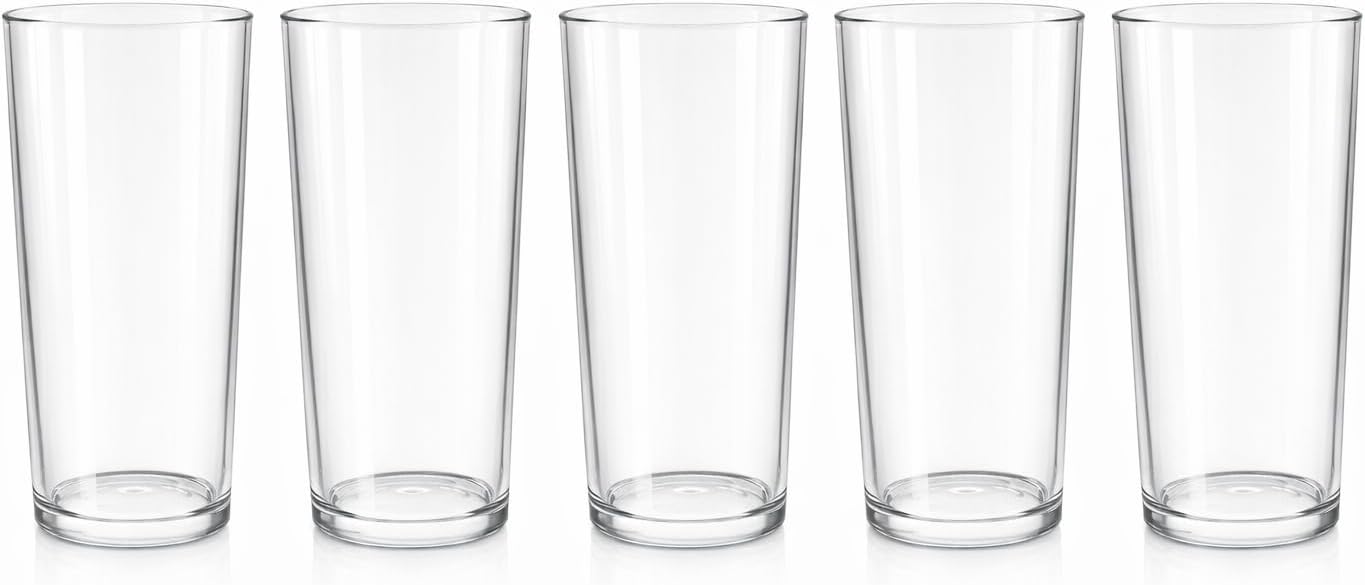 Premium Juice & Mocktail Glass Set, Crystal Clear Unbreakable Tumblers for Daily Use & Guest Serving, Set of 5