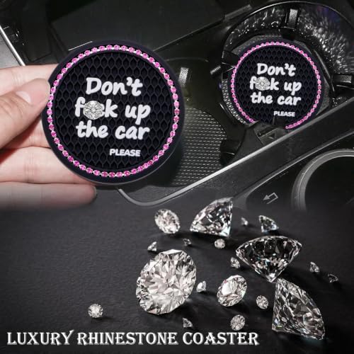 2PCS Portavasos con Rhinestone para Carro 2.75 pulg miniatura 6