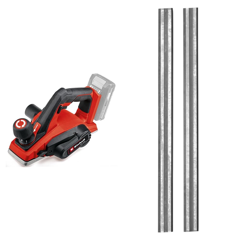 Einhell Te-Pl 18/82 Li - Solo Strugarka, Czerwony/Czarny, 82 mm x 2 mm & kwb 568302 82 mm, z 2 krawędziami ostrza, dwustronny nóż do maszyny do strugania, szerokość 5,5 mm, grubość 1,1 mm