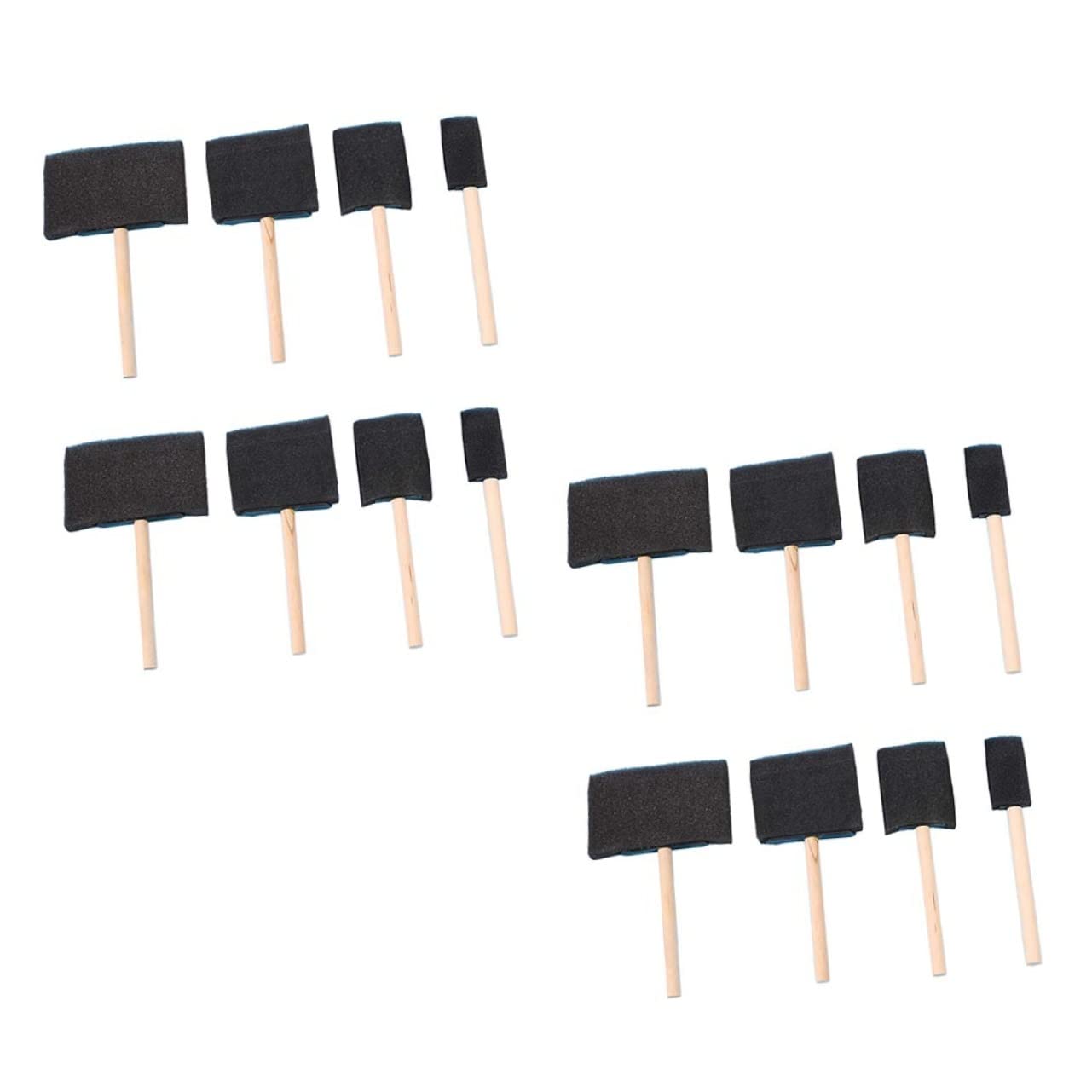 HOMSFOU 16pcs Wood Handle Sponge Painting Brush Versatile for Staining Graffiti Art Projects