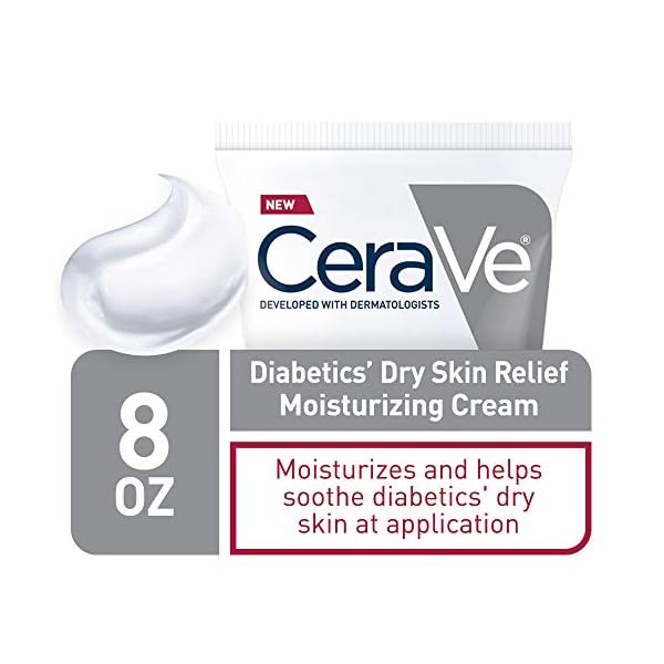 CeraVe Moisturizing Cream for Diabeticsâ Dry Skin | Urea Cream with Bilberry for Face and Body | Fragrance Free & Paraben Free | 8 Ounce