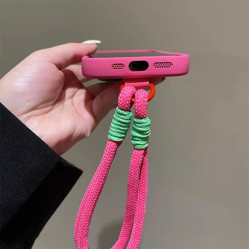 Love Mirror Stand przenośny pasek na rękę zapobiegający zgubieniu prosty futerał na telefon do iPhone'a 15 14 13 12 11 Pro Max 7 8 Plus etui odporne na wstrząsy, czerwony, do iPhone'a 7 8 Plus