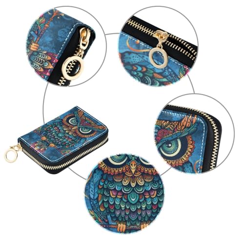 RFID Credit Card Holder Owl Leather With Zipper Card Case Wallet for Women Girls3