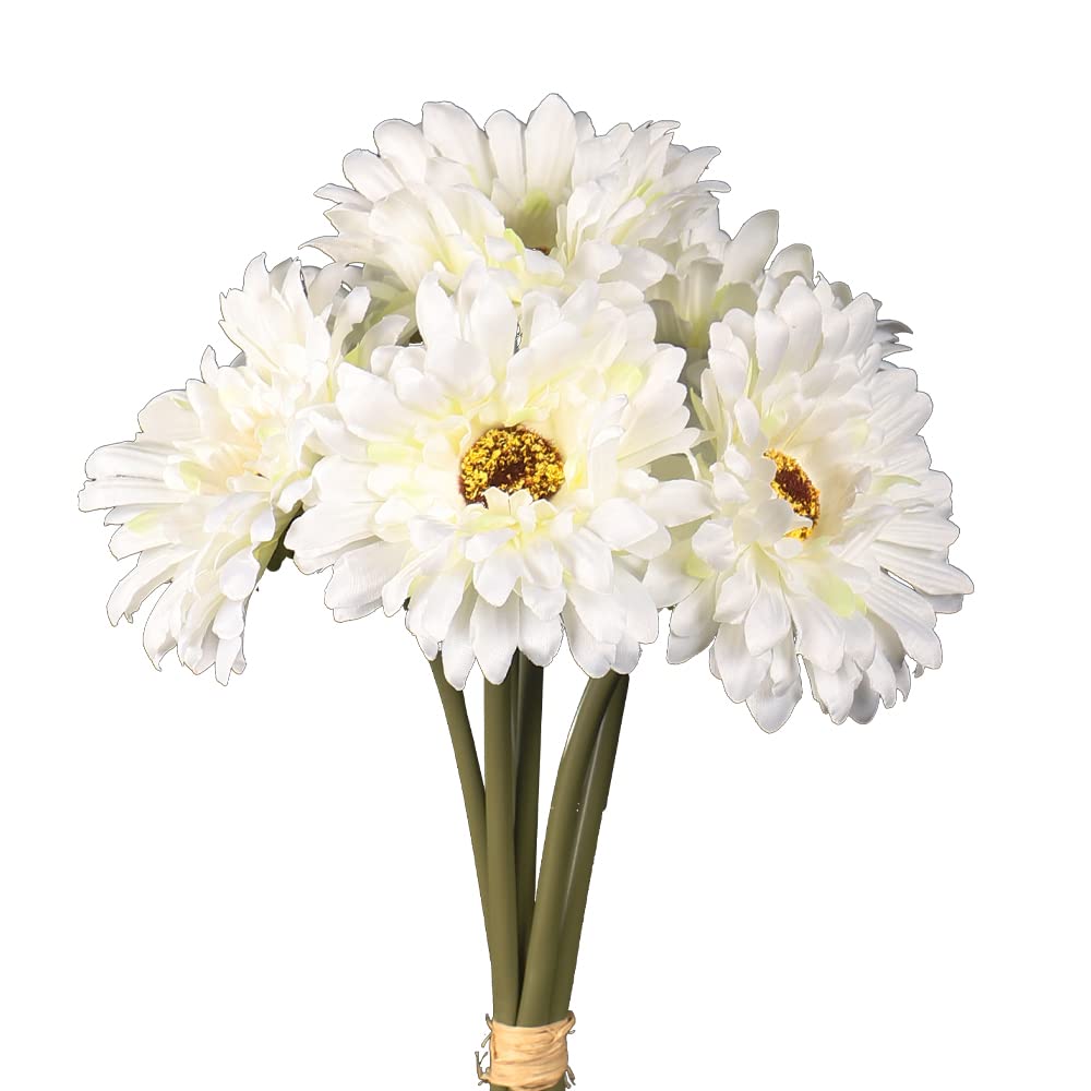 YATAI Artificial Daisy Flowers Bouquet, Vibrant Silk Lifelike Artificial Flowers for Vases, Elegant & Realistic Fake Flowers for Home Decor, Maintenance Free Faux Daisy Flowers for Decoration, White