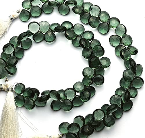 Quartz vert mousse perles cœur 11mm briolette facettée fil 9.5 inch