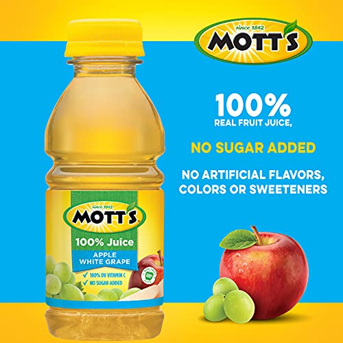Mott'S 100% Apple White Grape Juice, 8 Fl Oz Bottles, 24 Count (4 Packs Of 6), No Added Sugar, Excellent Source Of Vitamin C, 2 Servings Of Fruit Per Bottle, Gluten & Caffeine Free thumb #2