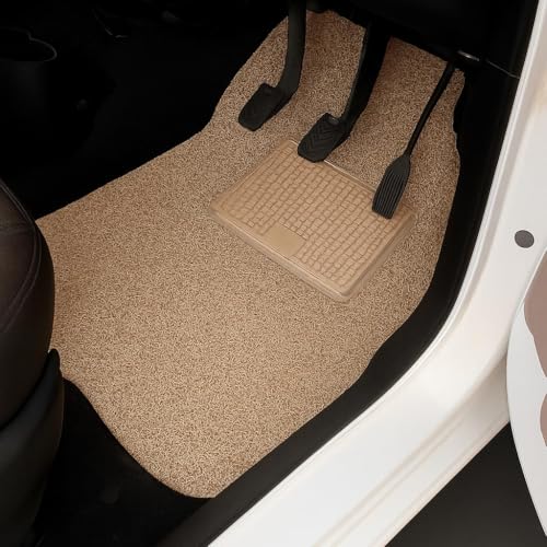 Image of CARNEST Premium Grass PVC Mats, 12mm Thickness, 100% Waterproof and Dustproof Car Floor Foot Mats, Universal Fit in All Cars, Complete Set of 5 Piece Compatible for TIGOR (2017 Onwards,Beige)