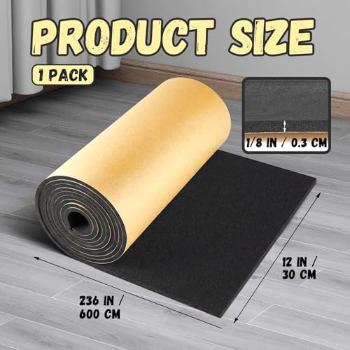 Image of Pangda 1 Piece 236 x 12 x 1 /8 Inch Extra Large Marine Foam Roll Closed Cell Rubber with Adhesive Insulation Sheets Lightweight Single Sided Tape Water Weather Resistant for Craft