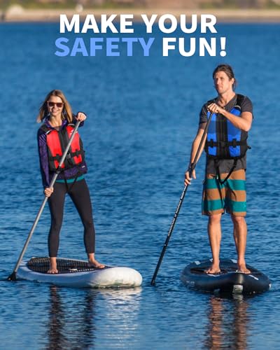Owntop Schwimmhilfe Erwachsene, Schwimmjacke aus Schaumstoff mit Schrittgurt und Innentasche Unisex, Auftriebsweste für Sup Kajak Angeln Segeln Kanu - Blau XL/XXL
