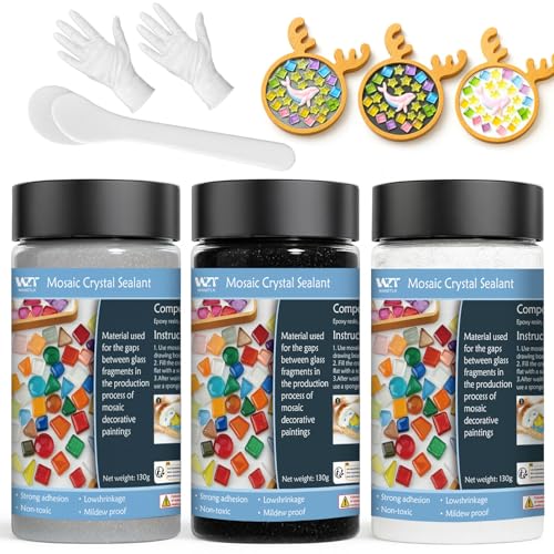 WAN2TLK Mosaic Crystal Grout Kit, Mosaic Tile Accessories, No Water Needed, Fast-Drying, Essential for Handmade Grouting, Mosaic Crystal Sealant for All Tiles & Surfaces