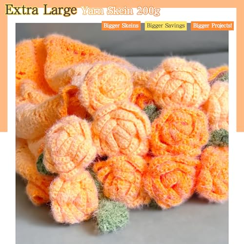 Image of Katech Ombre Yarn for Crocheting-Large Skein of Gradient Yarn Cake-2 Pack of 200g /7.05 oz-80% Acrylic,20% Nylon- #4 Medium-Perfect for Star Blankets, Scarves, Shawls and Garments (H)