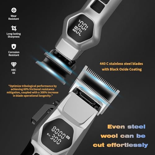 Professional Hair Clippers for Men - 8000RPM Brushless Motor & 440C Steel Blades, Barber-Grade Cordless Clippers & Trimmer Set for Fade Designs, Hair Cutting Tools for Professional Barbers - Image 4