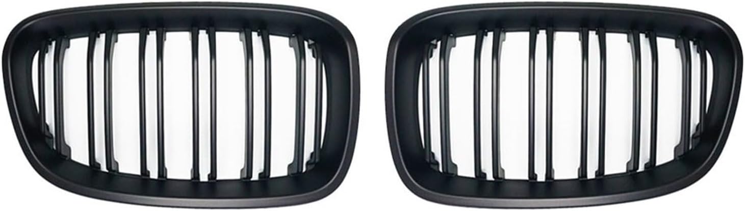 Front Kidney Grille Compatible with BMW 1 Series F20 F21 2011 2012 2013 2014 Double Slat Line Gloss Matte Black Racing Grill(Matte Black)