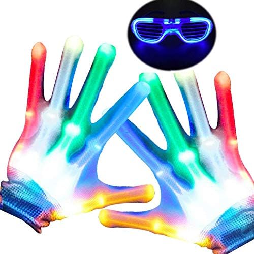 Party LED Gloves Rock Skeleton Hand Light Up Gloves Kid Children Finger Light Flashing Glow In The Dark Warm Gloves Birthday Light Show Party Halloween Christmas Xmas Dance Best Gifts