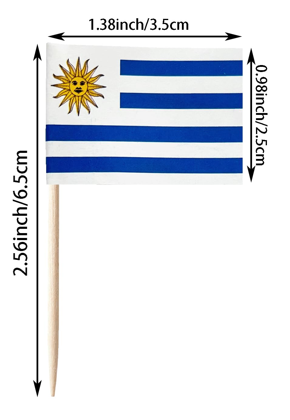 LUSEOAN 100 Stuzzicadenti Con Bandiera Uruguay – Bandierine Per Cocktail, Cupcake, Decorazioni Feste - 3