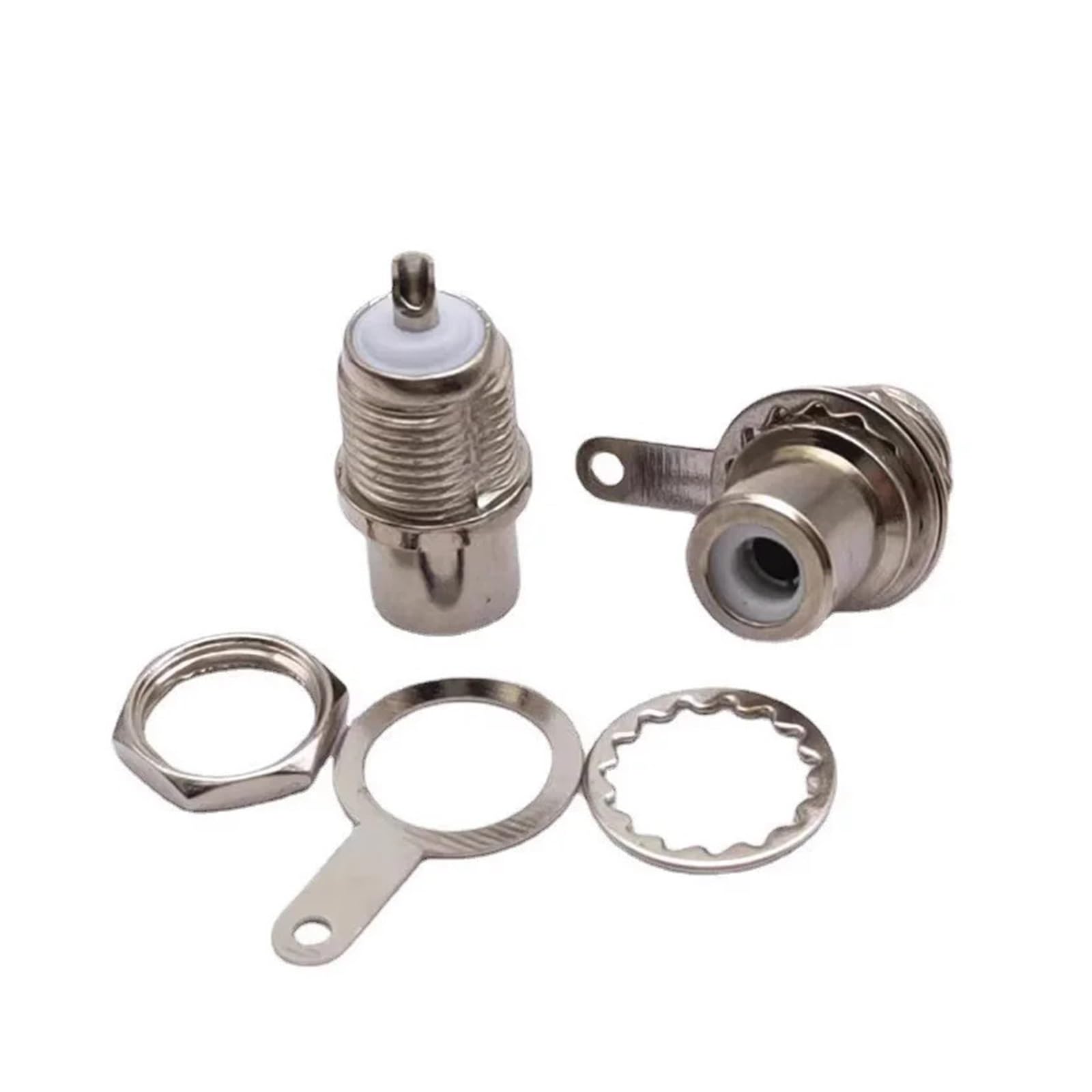 GUYTRM 10 szt. adapterów żeńskich do montażu na panelu Phono, wtyczek Phono, wzmacniacza audio, lutowanych, niklowanych lingli(100pcs)