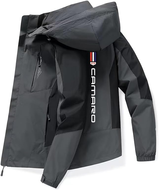 [Leeone] メンズフード付きジャケット Ca.m_aro プリント春・秋用ウィンドブレーカーポケット付き・スリムフィット [並