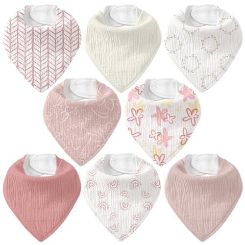 Image of CIVARUA KIDS Muslin Baby Bibs 8 Pack, Baby Bandana Drool Bib for Drooling and Teething, Cotton Soft Absorbent for Girls Boys Spring Impression