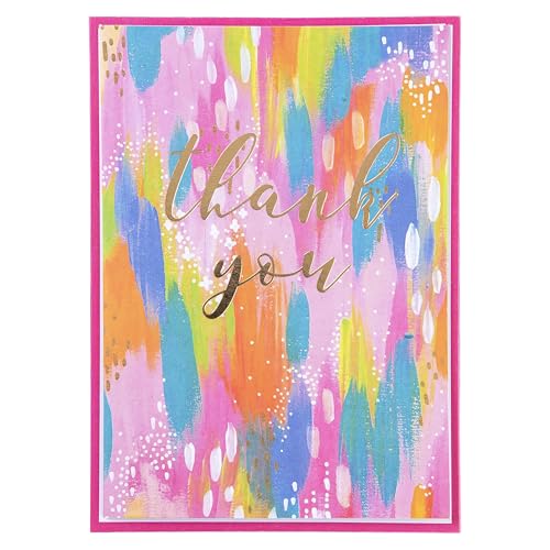 Image of Graphique Box of Thank You Cards, Brush Strokes - Includes 16 Cards with Matching Envelopes and Storage Box, Cute Stationery Made of Durable Heavy Cardstock, Cards Measure 3.25 inch x 4.75 inch