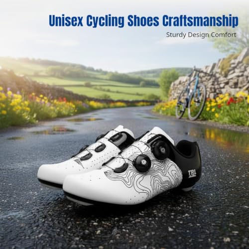 Image of CALANDIS Cycling Shoes, Asphalt Bike Lock Shoes, Breathable Hard Sole, Unisex Sports 43 Black Road Lock