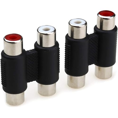 2PCS MOBOREST Dual Female to Female RCA Jack Extension Cable Adapter Coupler Connector