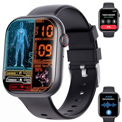 Catálogo de smartwatch q18 caracteristicas de esta semana. 42 Reloj Smartwatch para Mujer y Hombre, 2,1 '' Relojes Inteligentes con Bluetooth Llamada, Smart Watch con Ritmo Cardíaco Sueño Presión Arterial Monitor,Glucosa Sangre ECG+PPG...