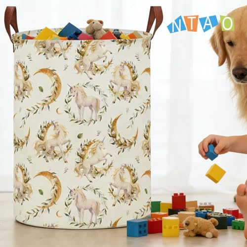 Image of Lindo Dreamy Unicorn Laundry Hamper, Laundry Basket, Baby Nursery Hamper, Waterproof Storage Bin, Clothes Organizer Basket, Room Decor (Moonlight Unicorn)