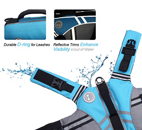 Vivaglory New Sports Style Ripstop Dog Life Jacket With Superior Buoyancy & Rescue Handle, Lake Blue, Xs #TOP4