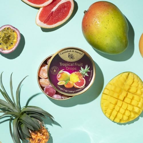 Cavendish & Harvey | Tropical Hard Candy Drops | 7 Ounce Tin - Pack of 9