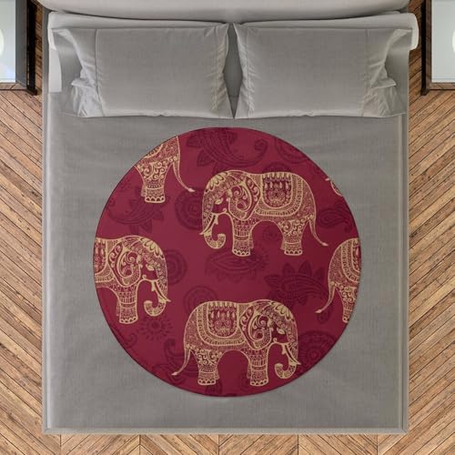 Couverture ronde en flanelle éléphant de 140 cm pour canapé - 8