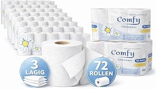 Toilettenpapier 3-lagig – 72 Rollen (9 x 8) 150 Blatt pro Rolle | 100% reine Zellulose | Weiches & saugfähiges Premium-Toilettenpapier – Weiß, ideal für Haushalt & Gewerbe